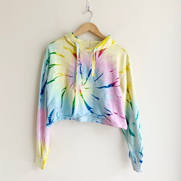 tie dye crop hoodie sweatshirt